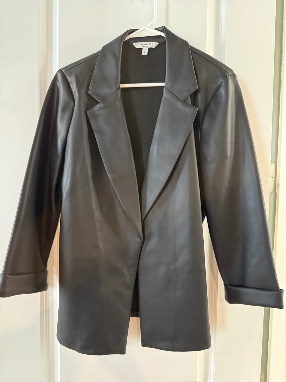 We Are Friday Black Faux-Leather Blazer - Women's